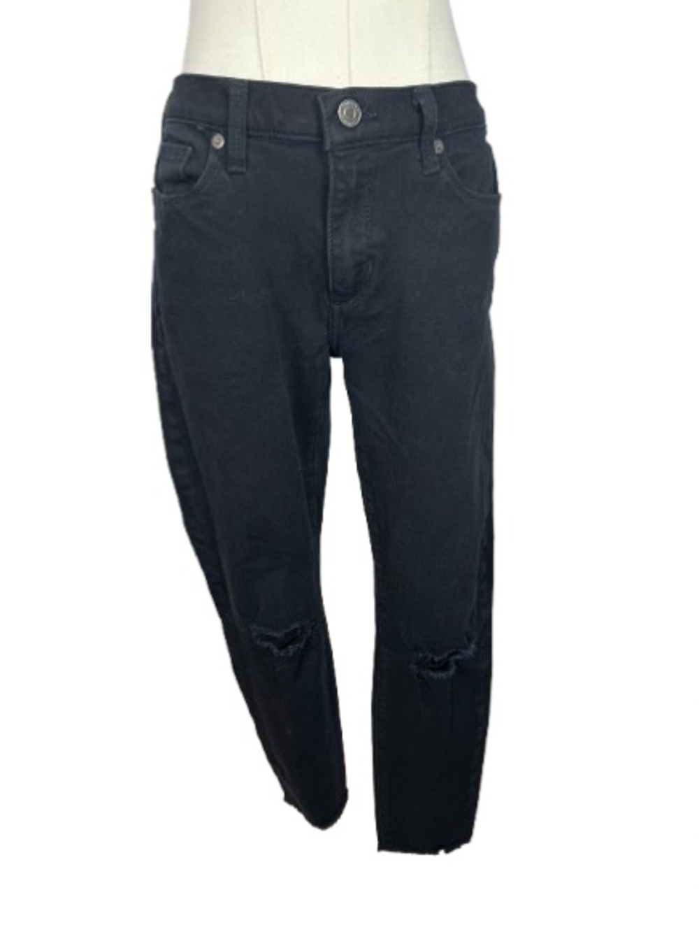 🌟 SALE 🌟 Banana Republic Black Slim Straight Jeans with Knee Rips Size 30